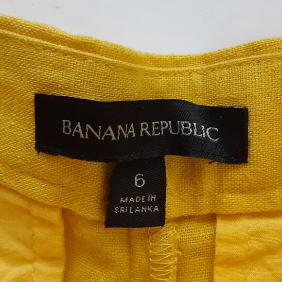 Banana Republic Linen Blend High Rise Shorts Wide Leg Golden Yellow Womens 6 - Picture 5 of 10